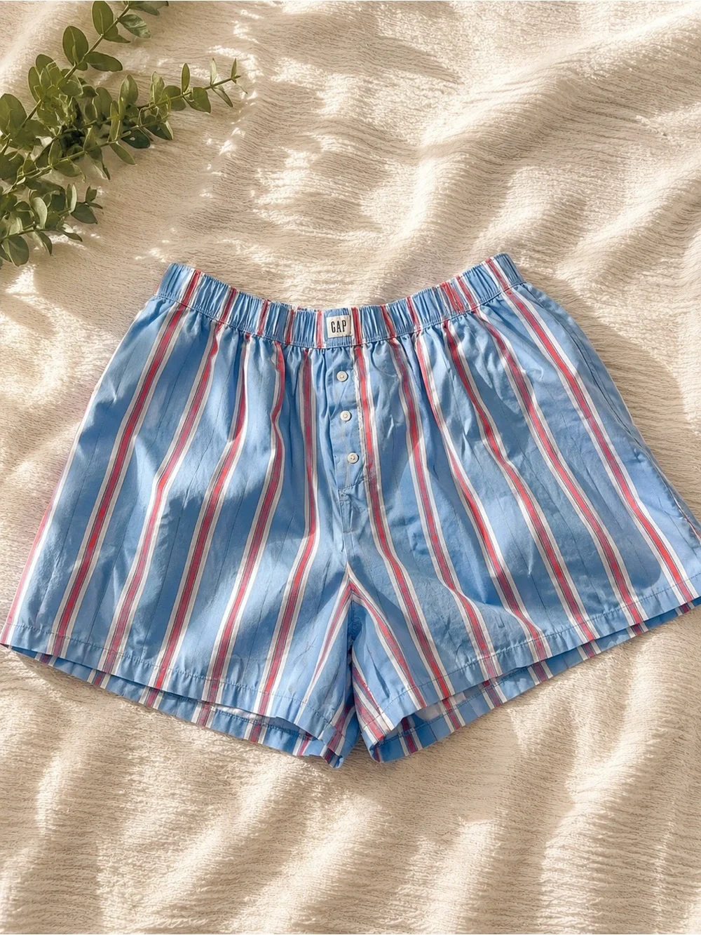 GAP Light Blue Striped Women's Lounge Shorts